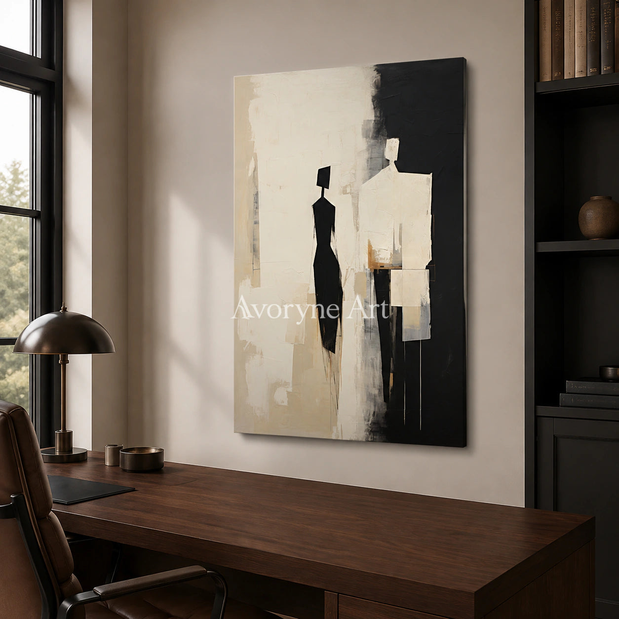 Between Figures: Minimalist Figurative Abstract Wall Art - office frameless