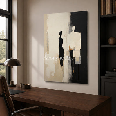 Between Figures: Minimalist Figurative Abstract Wall Art - office frameless