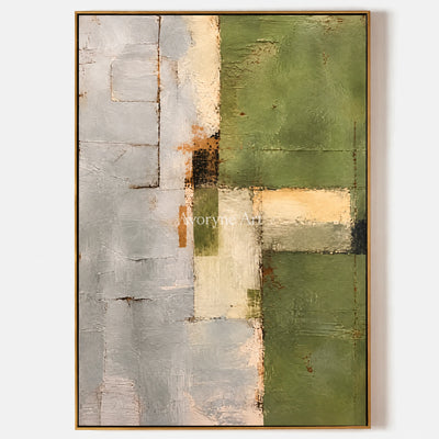 Olive Structure: Minimalist Green Abstract Wall Art — primary