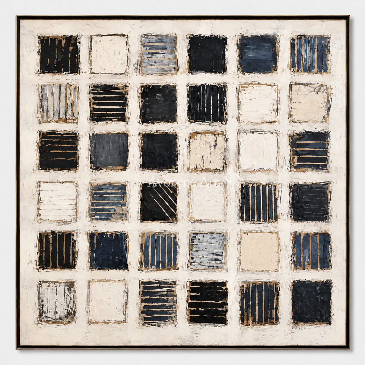 Checkered Pause: Minimalist Grid Abstract Wall Art — primary