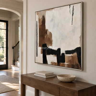 Earthen Pause: Minimalist Neutral Abstract Wall Art — entry silver