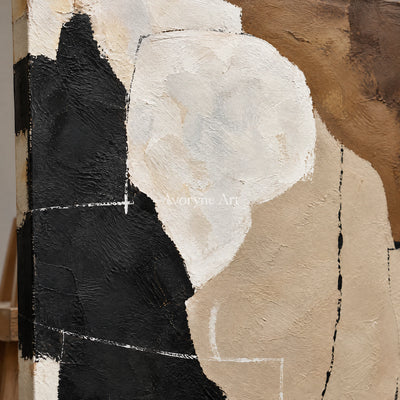 Clay Contour: Minimalist Neutral Abstract Wall Art — detail easel