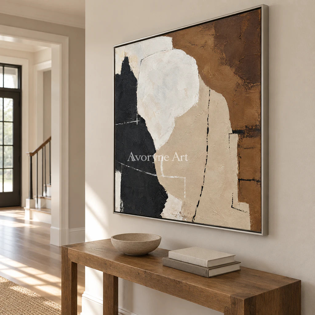Clay Contour: Minimalist Neutral Abstract Wall Art — entry silver