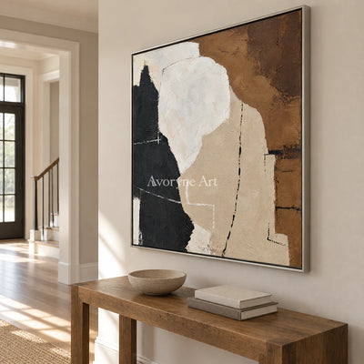 Clay Contour: Minimalist Neutral Abstract Wall Art — entry silver