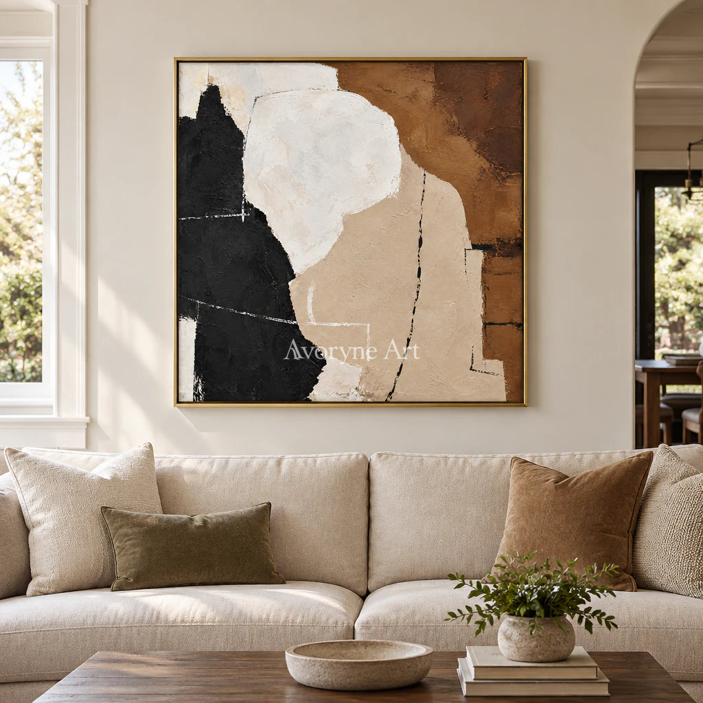Clay Contour: Minimalist Neutral Abstract Wall Art — living gold