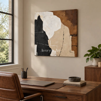 Clay Contour: Minimalist Neutral Abstract Wall Art — office frameless