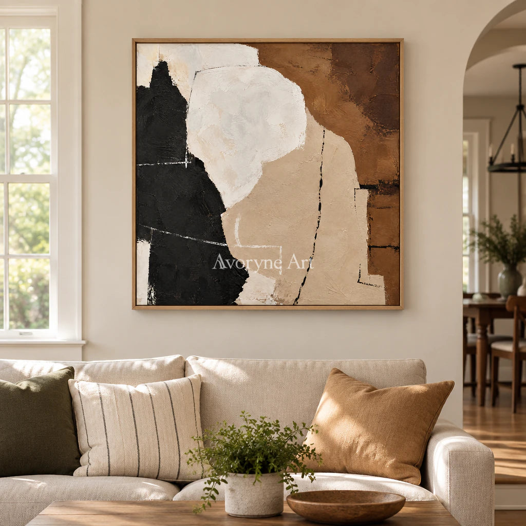 Clay Contour: Minimalist Neutral Abstract Wall Art — villa wood