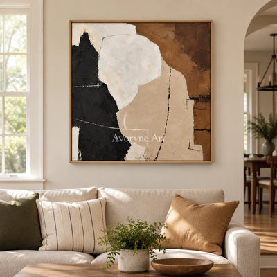 Clay Contour: Minimalist Neutral Abstract Wall Art — villa wood