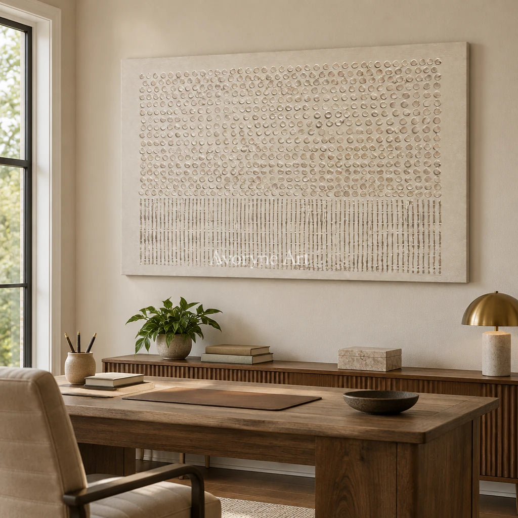 Quiet Glyphs: Minimalist Relief Panorama Wall Art — office frameless