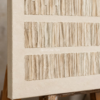 Linen Cadence: Minimalist Textured Relief Wall Art — detail easel