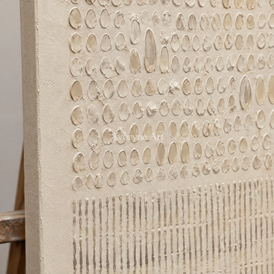 Ivory Script: Minimalist Textured Relief Wall Art — detail easel