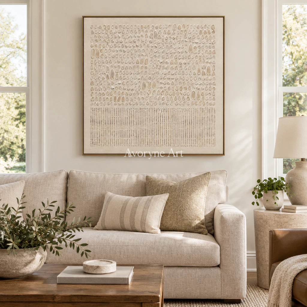 Ivory Script: Minimalist Textured Relief Wall Art — living gold