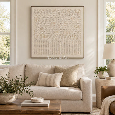 Ivory Script: Minimalist Textured Relief Wall Art — living gold