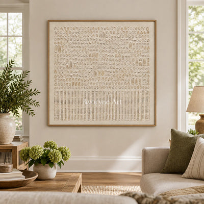 Ivory Script: Minimalist Textured Relief Wall Art — villa wood