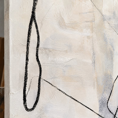 Open Trace: Minimalist Textured White Line Wall Art — detail easel