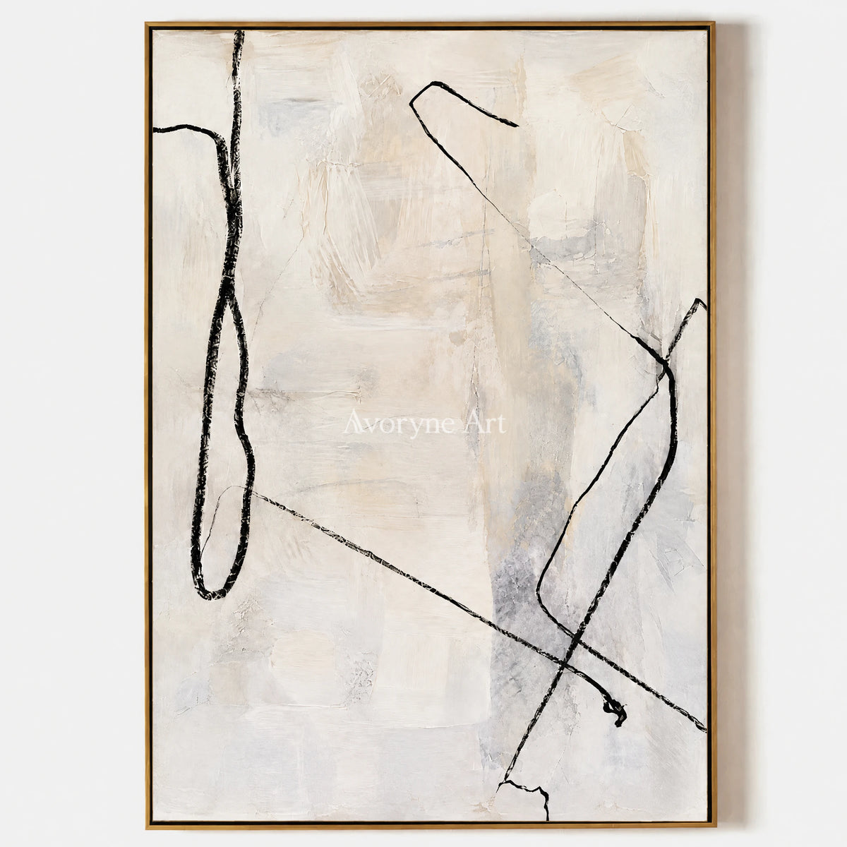 Open Trace: Minimalist Textured White Line Wall Art — primary