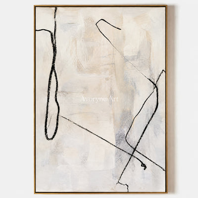 Open Trace: Minimalist Textured White Line Wall Art — primary