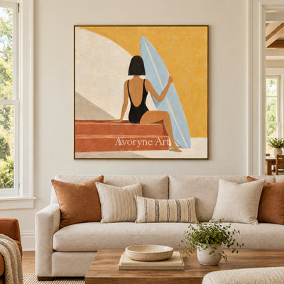 Sunlit Repose: Minimalist Yellow Figure Wall Art — living gold