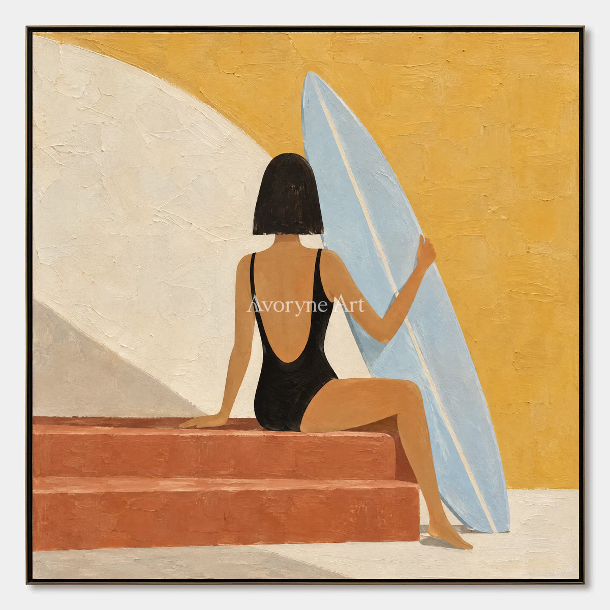 Sunlit Repose: Minimalist Yellow Figure Wall Art — primary