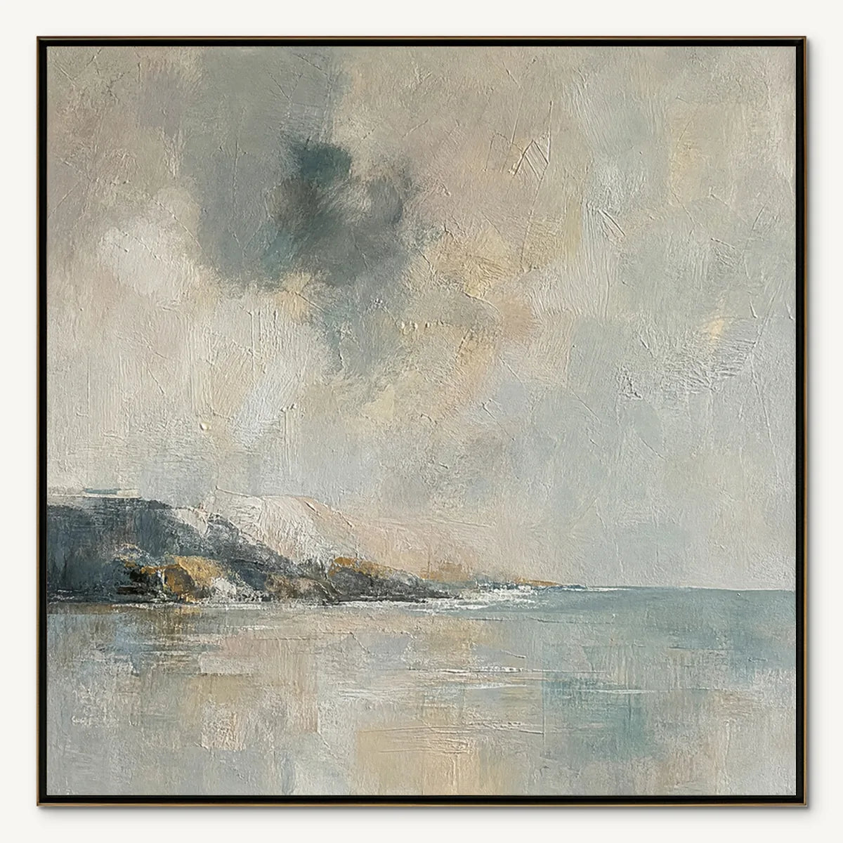 Misty Shore: Blue Coastal Wall Art - main