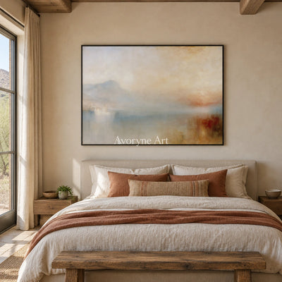 Ivory Open Cadence: Misty Water Landscape — bedroom black