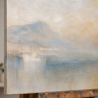 Ivory Open Cadence: Misty Water Landscape — detail easel