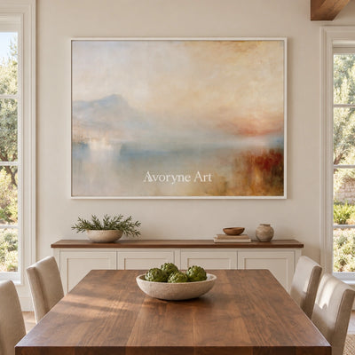 Ivory Open Cadence: Misty Water Landscape — dining white