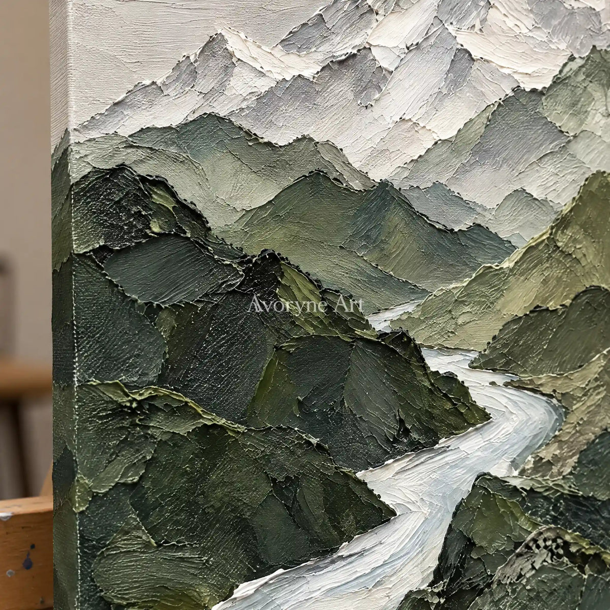 Alpine Pair: Mountain Landscape Diptych Wall Art — detail easel