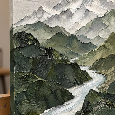 Alpine Pair: Mountain Landscape Diptych Wall Art — detail easel