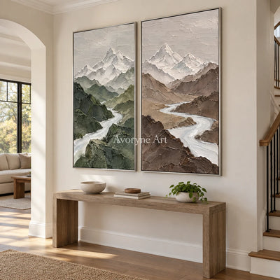 Alpine Pair: Mountain Landscape Diptych Wall Art — entry silver