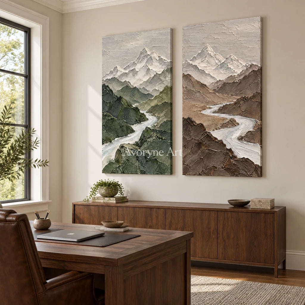 Alpine Pair: Mountain Landscape Diptych Wall Art — office frameless