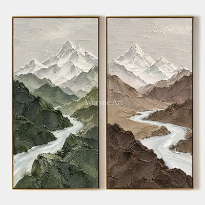 Alpine Pair: Mountain Landscape Diptych Wall Art — primary