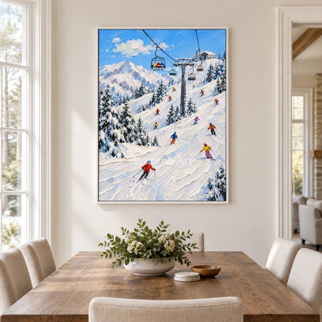 Liftline: Mountain Ski Landscape Wall Art — dining white