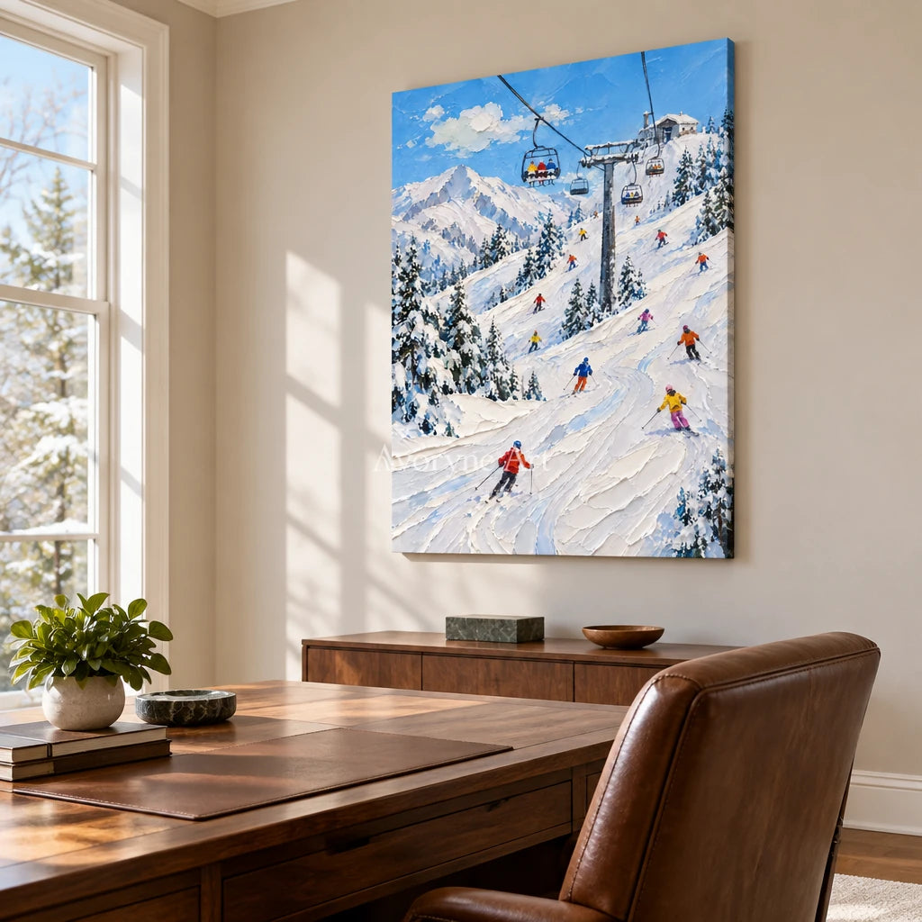 Liftline: Mountain Ski Landscape Wall Art — office frameless