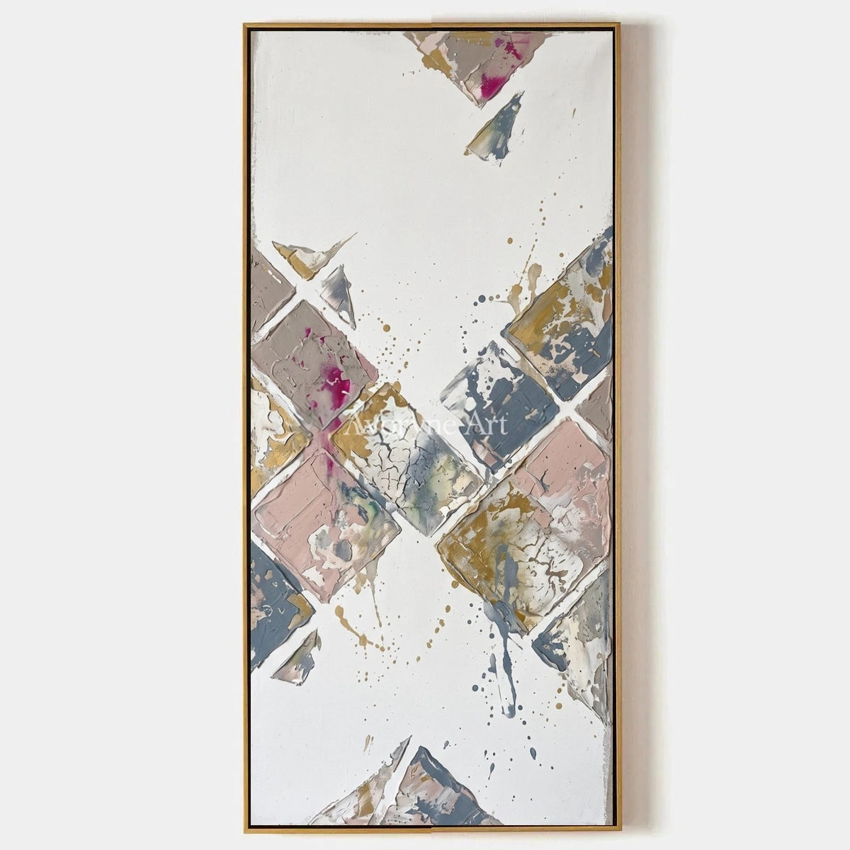 Earthen Passage, hand-painted muted geometric art by Daniel Kowalski