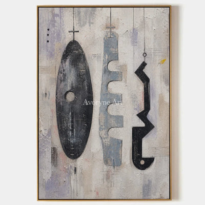 Woven Interval, hand-painted muted organic abstract wall art by Min-Jun Park