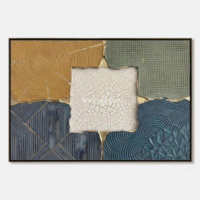 Still Field, hand-painted muted patchwork texture wall art by Min-Jun Park