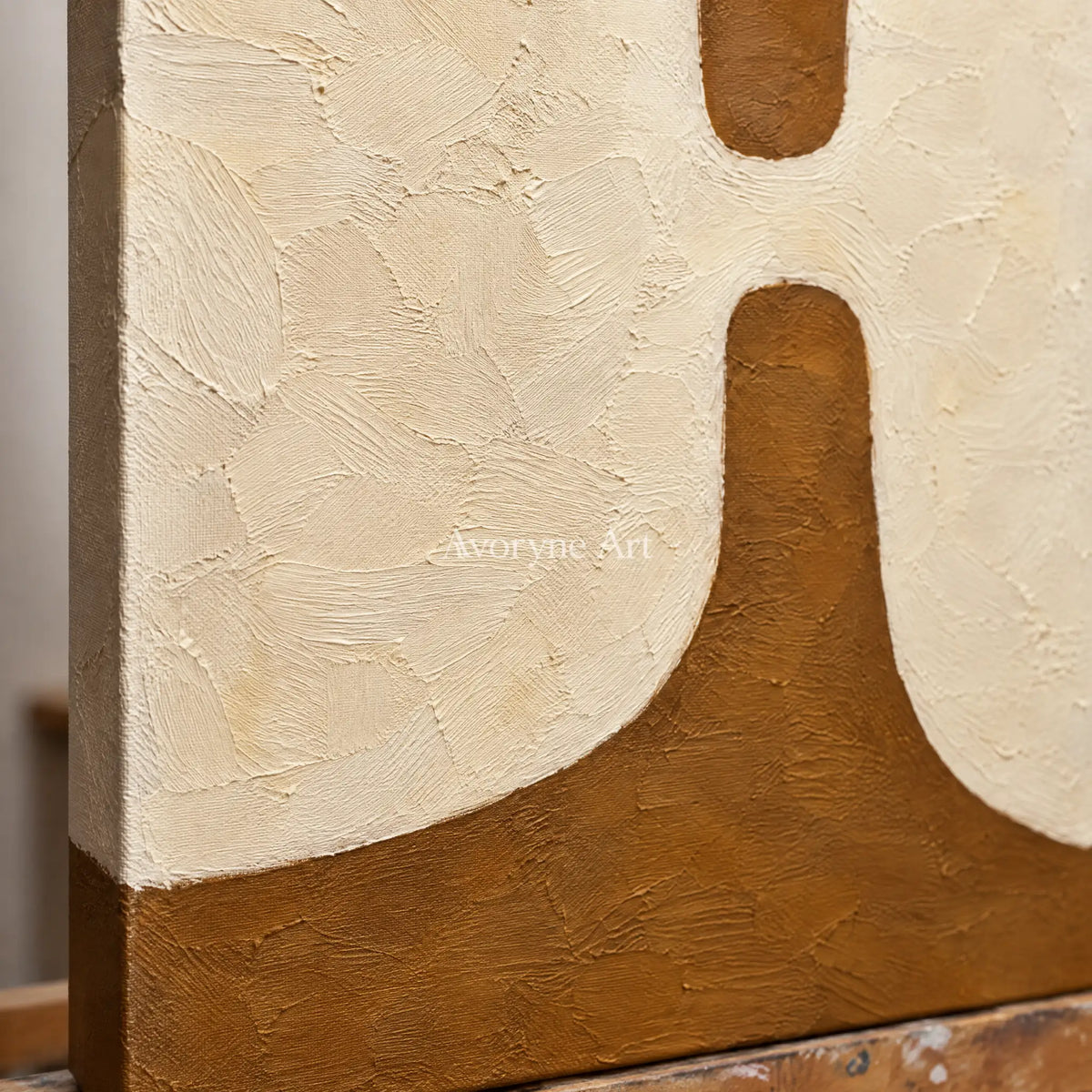 Earth Echoes: Neutral Abstract Diptych Wall Art — detail easel