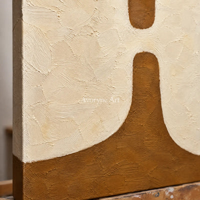 Earth Echoes: Neutral Abstract Diptych Wall Art — detail easel