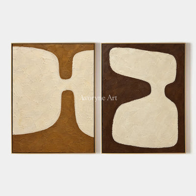 Earth Echoes: Neutral Abstract Diptych Wall Art — primary