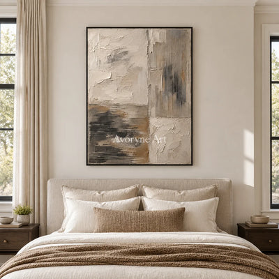 Chalk Divide: Neutral Abstract Texture Wall Art — bedroom black
