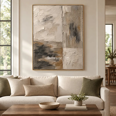 Chalk Divide: Neutral Abstract Texture Wall Art — living gold