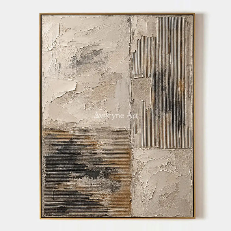Chalk Divide, hand-painted neutral abstract texture wall art by Lukas Meyer