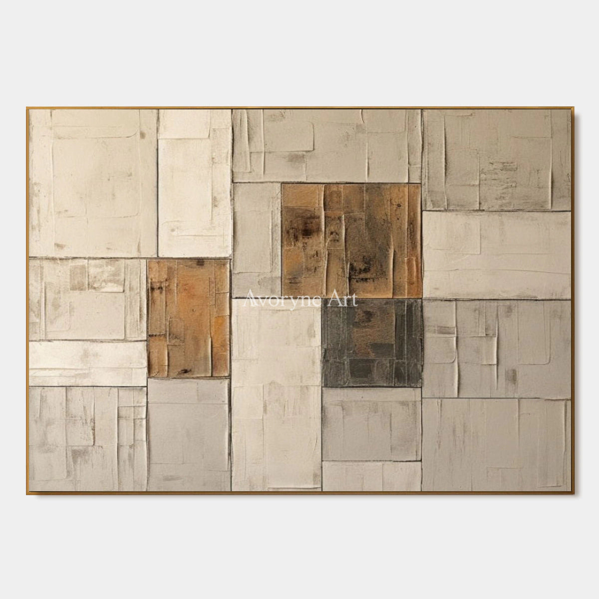 Ochre Assembly: Neutral Architectural Abstract Wall Art — primary