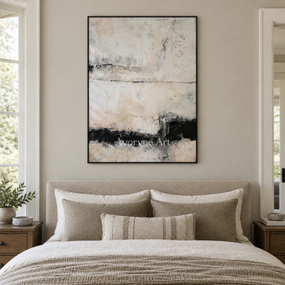 Aster Weave: Neutral Band Abstract — bedroom black