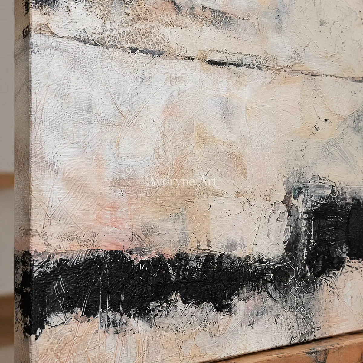 Aster Weave: Neutral Band Abstract — detail easel