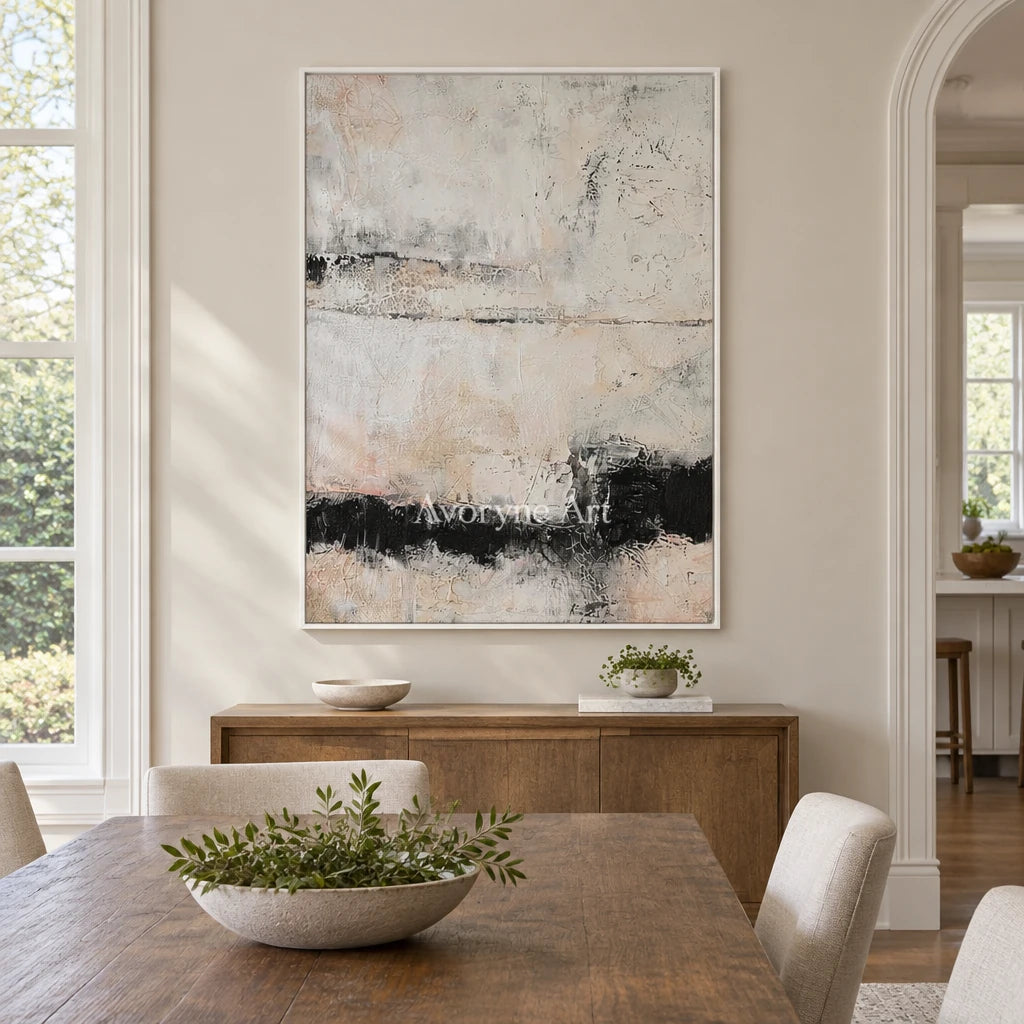 Aster Weave: Neutral Band Abstract — dining white