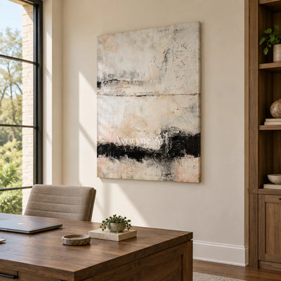 Aster Weave: Neutral Band Abstract — office frameless