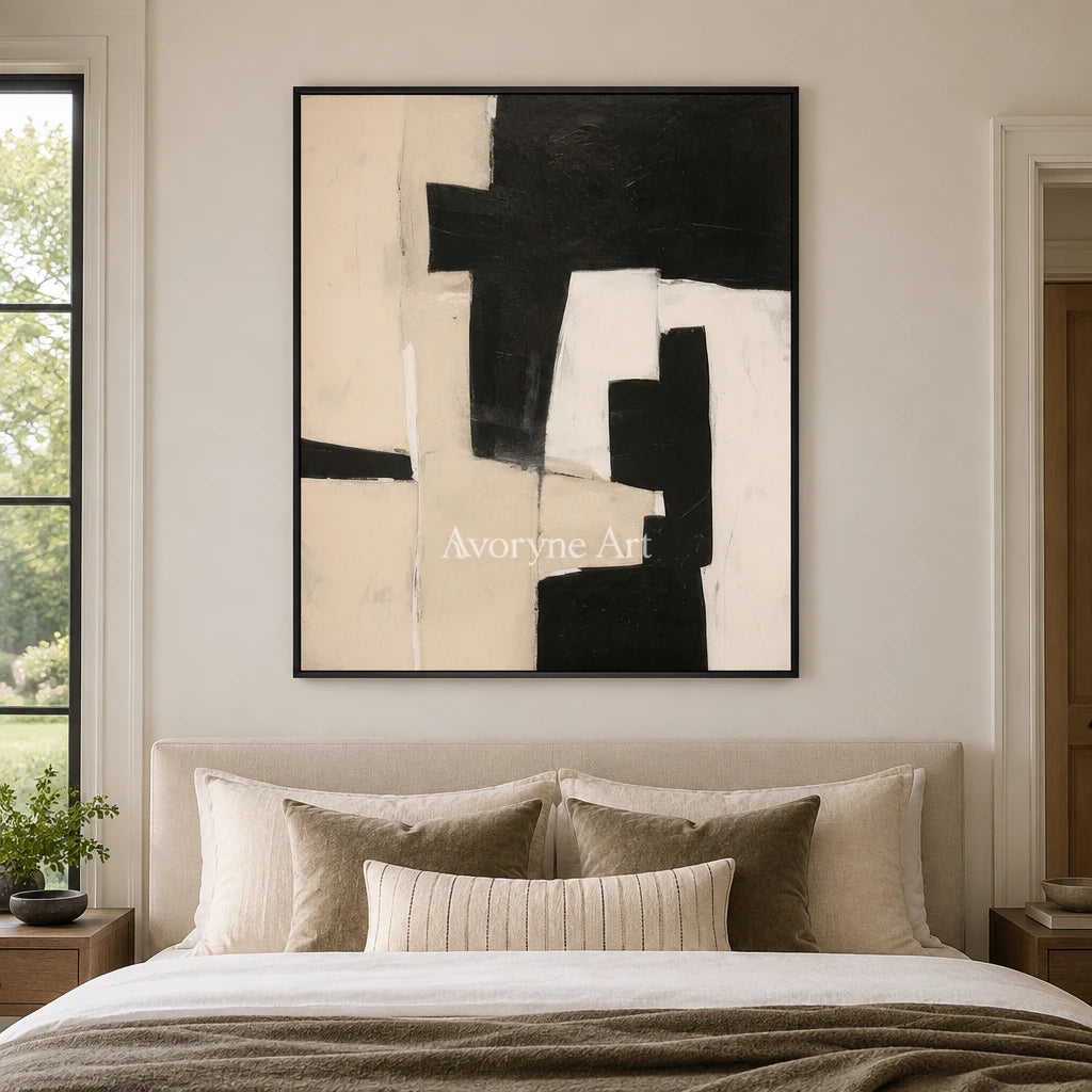 Aster Interval: Neutral Block Abstract — bedroom black