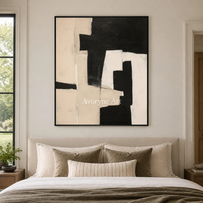 Aster Interval: Neutral Block Abstract — bedroom black